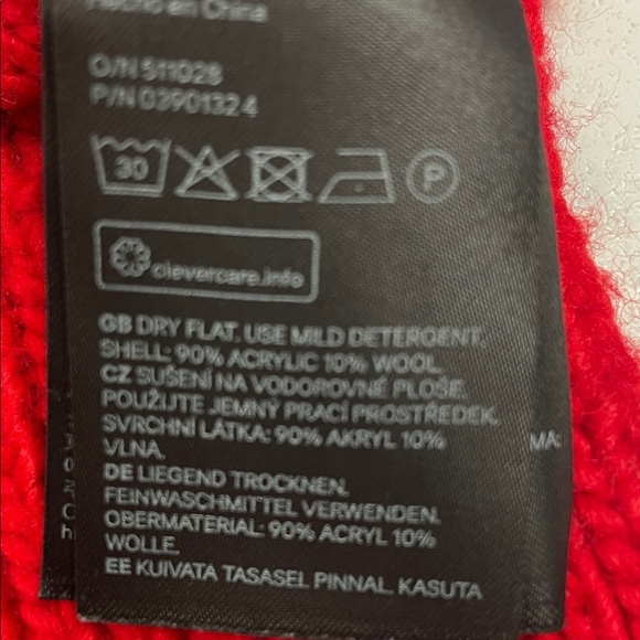 H & M Red Knit Sweater Crew Neck Chevron Pattern Size XS - Picture 10 of 16